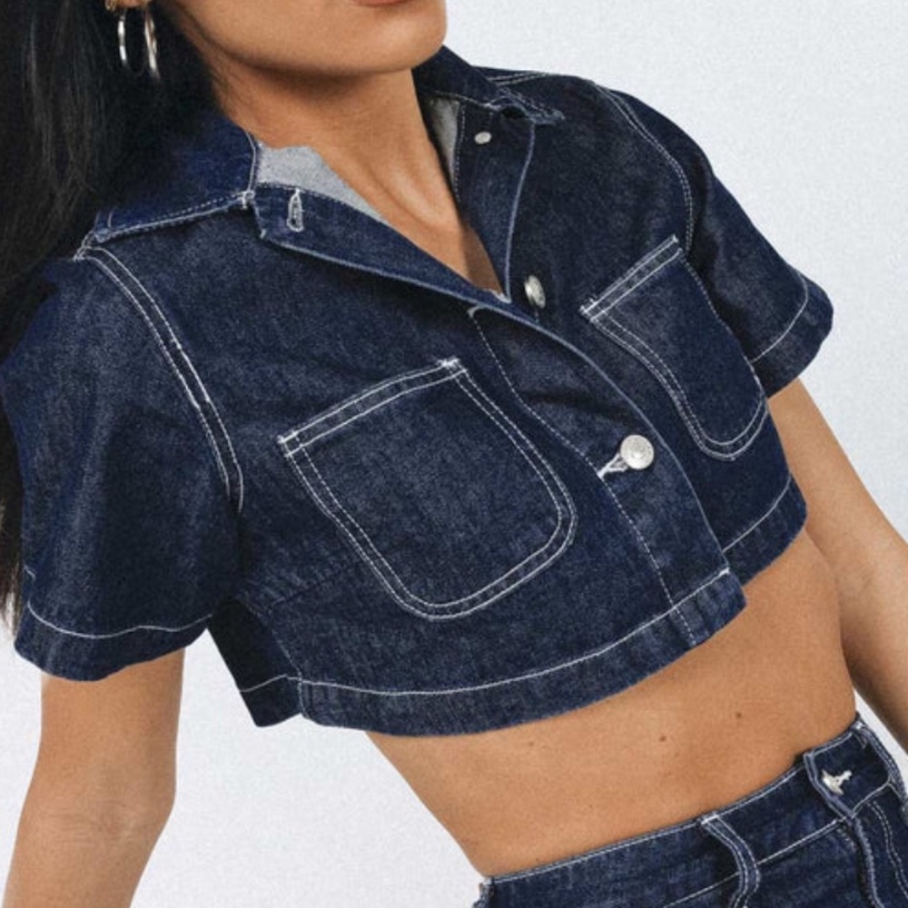 Princess Polly Pioneer Denim Crop Jacket - Picture 1 of 6